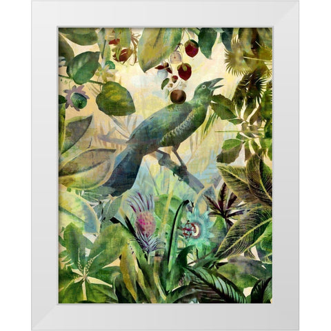 The Birds Green Garden I White Modern Wood Framed Art Print by Haase, Andrea
