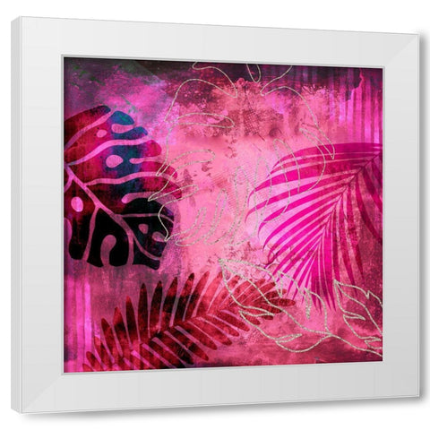 Pink Summer Jungle White Modern Wood Framed Art Print by Haase, Andrea