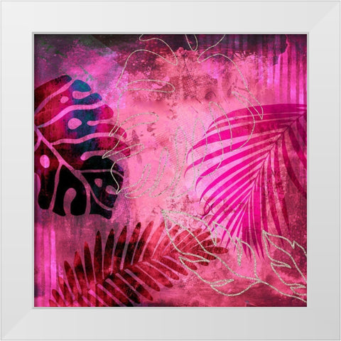 Pink Summer Jungle White Modern Wood Framed Art Print by Haase, Andrea