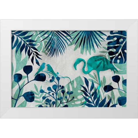 Flamingo Jungle II White Modern Wood Framed Art Print by Haase, Andrea