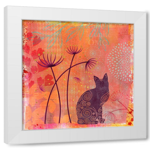 Felines Fantasy Garden White Modern Wood Framed Art Print by Haase, Andrea