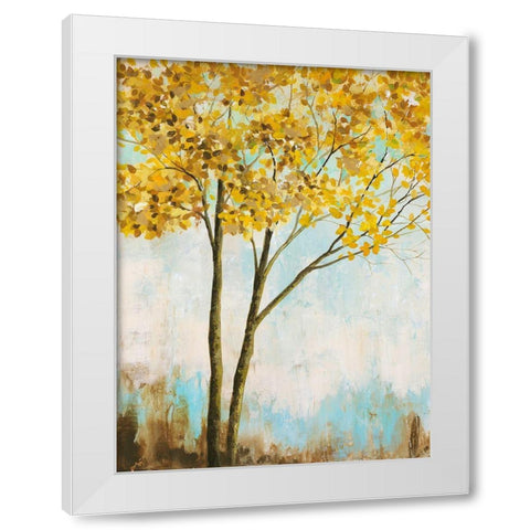 Leaves of Gold I White Modern Wood Framed Art Print by Joy, Julie