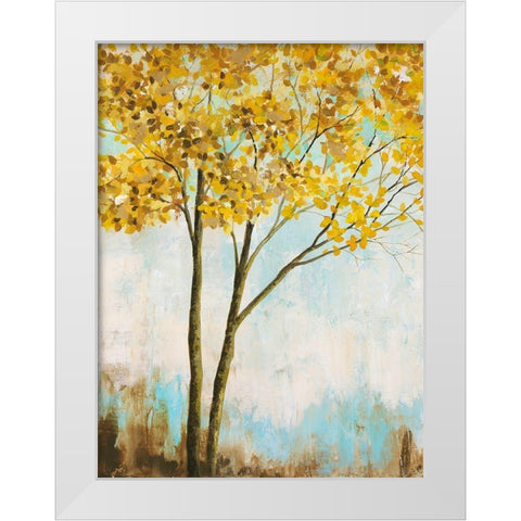Leaves of Gold I White Modern Wood Framed Art Print by Joy, Julie