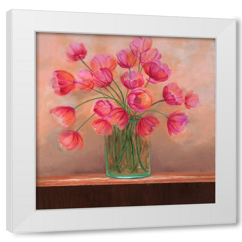 Pink Petals I White Modern Wood Framed Art Print by Joy, Julie