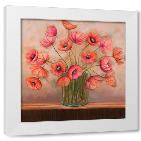 Pink Petals II White Modern Wood Framed Art Print by Joy, Julie