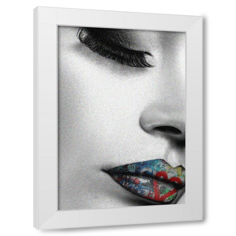 Lip Profile White Modern Wood Framed Art Print by Smith, Karen