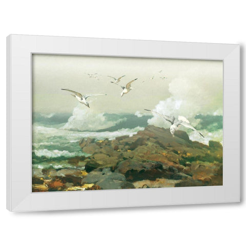 Green Ocean II White Modern Wood Framed Art Print by Hunziker, Steve