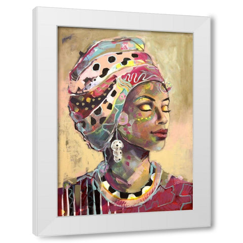 Headscarf Pink White Modern Wood Framed Art Print by Eaton, Winnie
