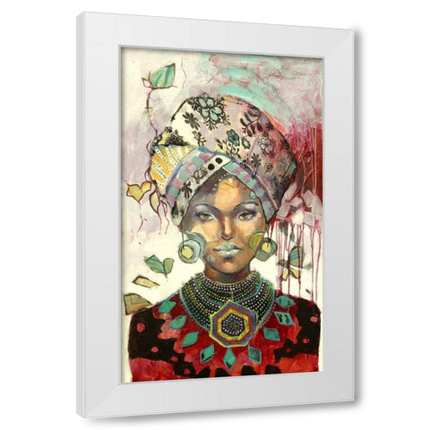 Headscarf Red White Modern Wood Framed Art Print by Eaton, Winnie