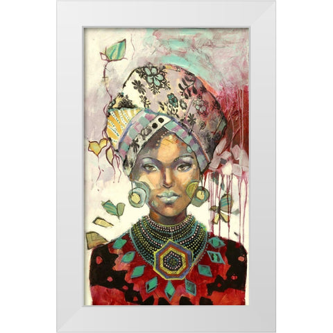Headscarf Red White Modern Wood Framed Art Print by Eaton, Winnie