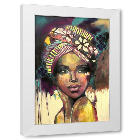 Headscarf Yellow White Modern Wood Framed Art Print by Eaton, Winnie