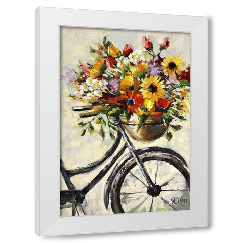 Flower Bicycle  White Modern Wood Framed Art Print by Eaton, Winnie