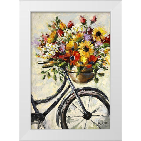 Flower Bicycle  White Modern Wood Framed Art Print by Eaton, Winnie