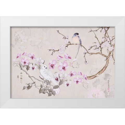 Chinoiserie with Birds White Modern Wood Framed Art Print by Haase, Andrea