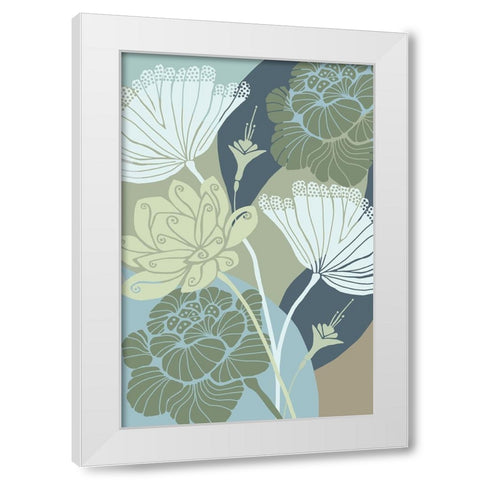 Art Deco Flowers I White Modern Wood Framed Art Print by Kouta, Flora