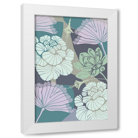Art Deco Flowers II White Modern Wood Framed Art Print by Kouta, Flora