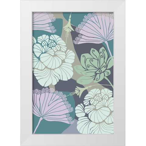 Art Deco Flowers II White Modern Wood Framed Art Print by Kouta, Flora