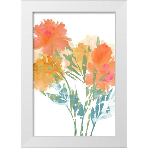 Orange Poppies II White Modern Wood Framed Art Print by Kouta, Flora