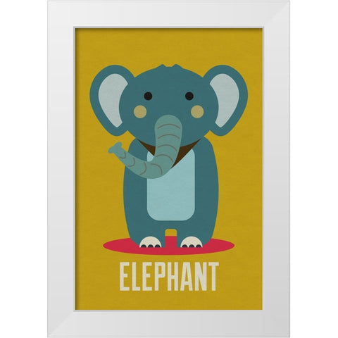 Elephant Kids Nursery White Modern Wood Framed Art Print by Williams, Gary