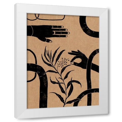 Hand and Flower II White Modern Wood Framed Art Print by Holman, Nicholas