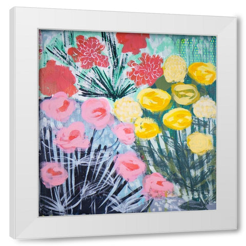 Garden Excitement White Modern Wood Framed Art Print by Hampe, Shelley