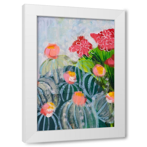 Floral Cactus White Modern Wood Framed Art Print by Hampe, Shelley