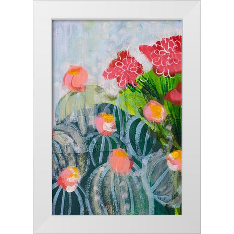Floral Cactus White Modern Wood Framed Art Print by Hampe, Shelley