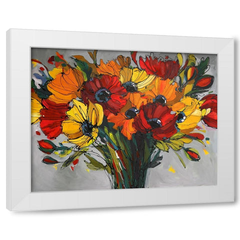 Poppies In Color White Modern Wood Framed Art Print by Eaton, Winnie