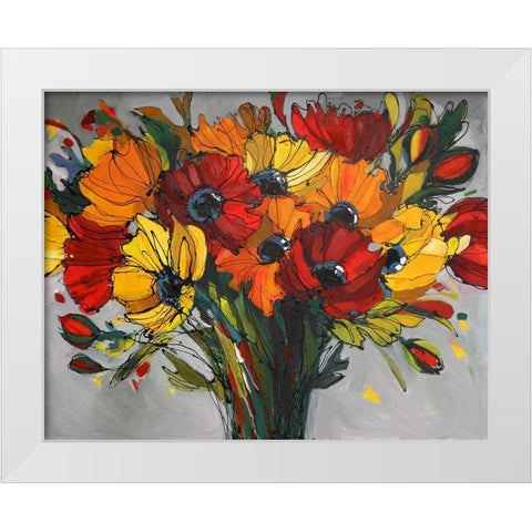 Poppies In Color White Modern Wood Framed Art Print by Eaton, Winnie