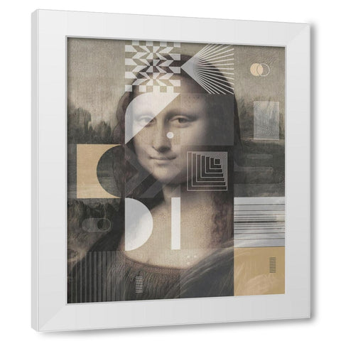 Mona Lisa by Leonardo Da Vinci, With a Touch of Modern White Modern Wood Framed Art Print by Orlov, Irena