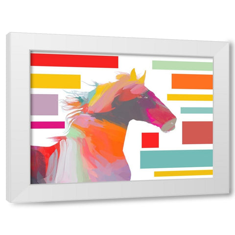 Orange Abstract Modern Horse Block White Modern Wood Framed Art Print by Orlov, Irena