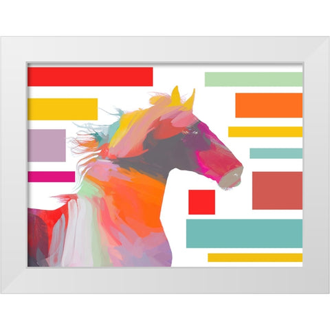 Orange Abstract Modern Horse Block White Modern Wood Framed Art Print by Orlov, Irena