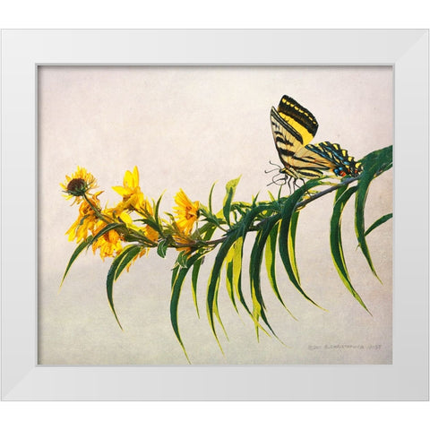 Yellow Flowers Variation White Modern Wood Framed Art Print by Vest, Christopher