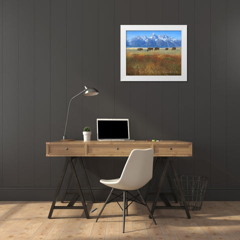Meadow Grass Grand Teton White Modern Wood Framed Art Print by Vest, Christopher