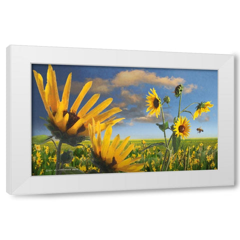 Sunflowers in Kansas White Modern Wood Framed Art Print by Vest, Christopher