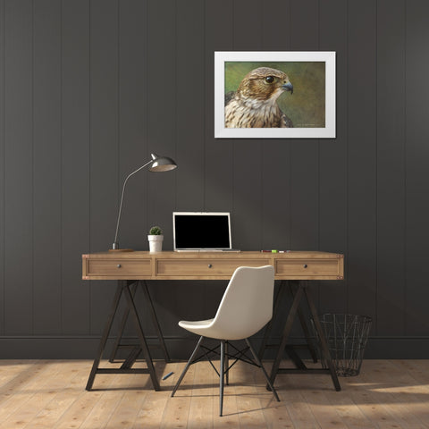 Merlin Portrait White Modern Wood Framed Art Print by Vest, Christopher