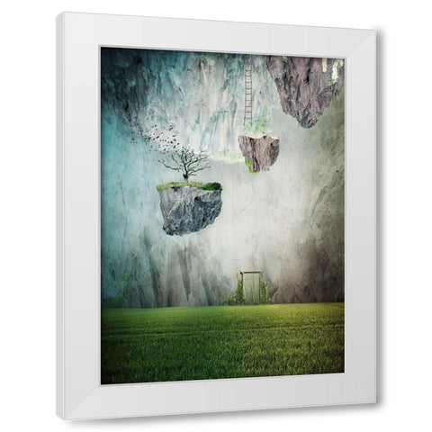 The Islands of oblivion White Modern Wood Framed Art Print by Lazarska, Lucyna