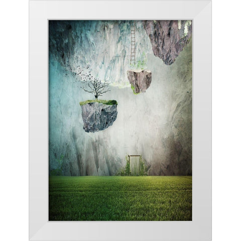 The Islands of oblivion White Modern Wood Framed Art Print by Lazarska, Lucyna