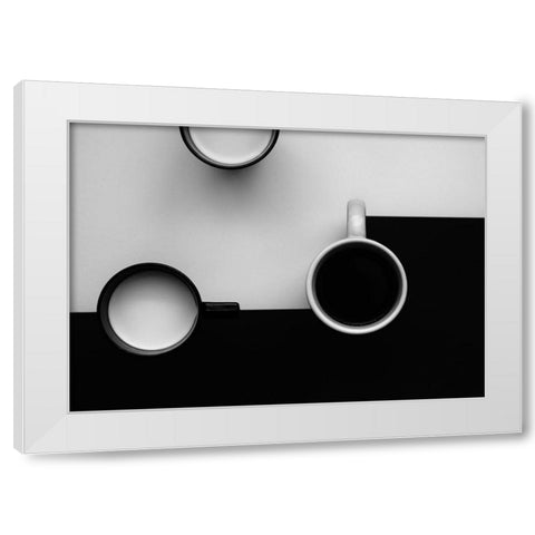 cups White Modern Wood Framed Art Print by Kiss, Jozef