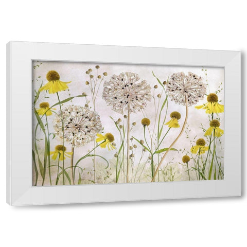 Alliums and heleniums White Modern Wood Framed Art Print by Disher, Mandy