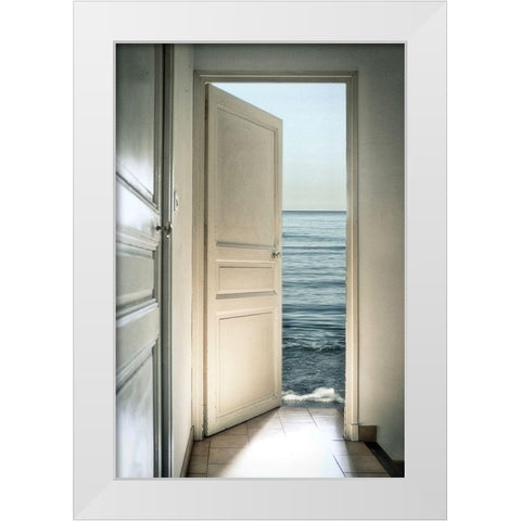Behind the door White Modern Wood Framed Art Print by Marcel, Christian