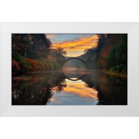 Autumn garden White Modern Wood Framed Art Print by Browko, Krzysztof