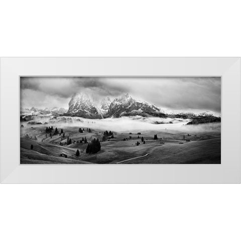 Foggy Dolomites White Modern Wood Framed Art Print by Kuric, Marian