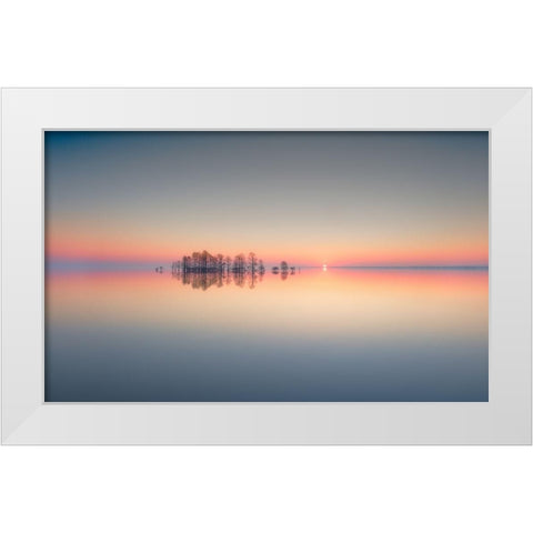 Lake Mattamuskeet Memory White Modern Wood Framed Art Print by Yu, Liyun