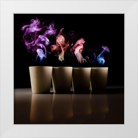 Demons White Modern Wood Framed Art Print by Huybrighs, Marc