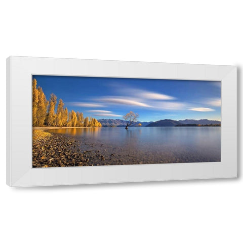Autumn in Lake Wanaka White Modern Wood Framed Art Print by Zhu, Hua