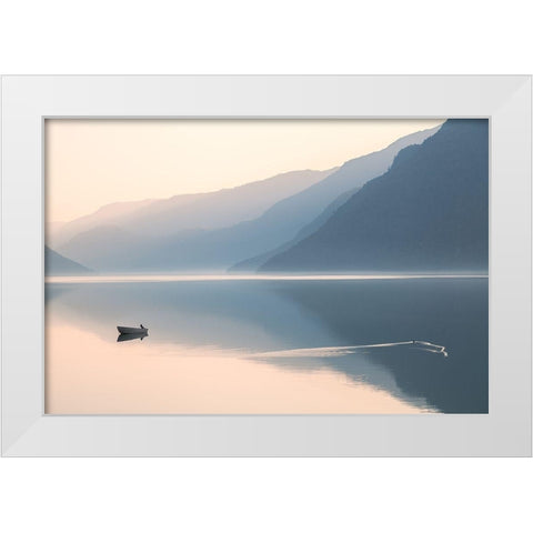 Still Evening White Modern Wood Framed Art Print by Davidsson, Gustav