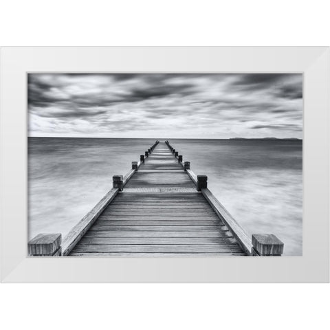 Embarquement White Modern Wood Framed Art Print by Viretti, Jean-Louis