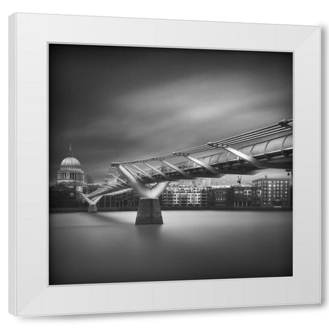 Millennium bridge White Modern Wood Framed Art Print by Thabet, Ahmed