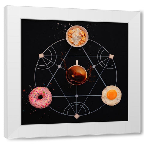 Breakfast alchemy White Modern Wood Framed Art Print by Belenko, Dina